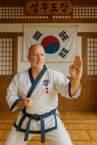 Ai image of Kevin Putala in Korean dojang.